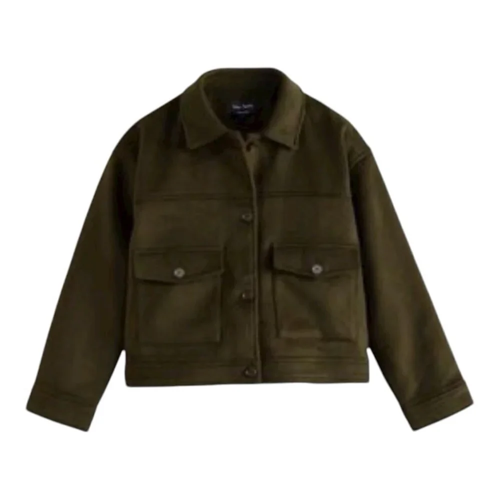 Eden Society Green Utility Jacket Coat XL Mid Weight Flap Pockets Button Up NWT